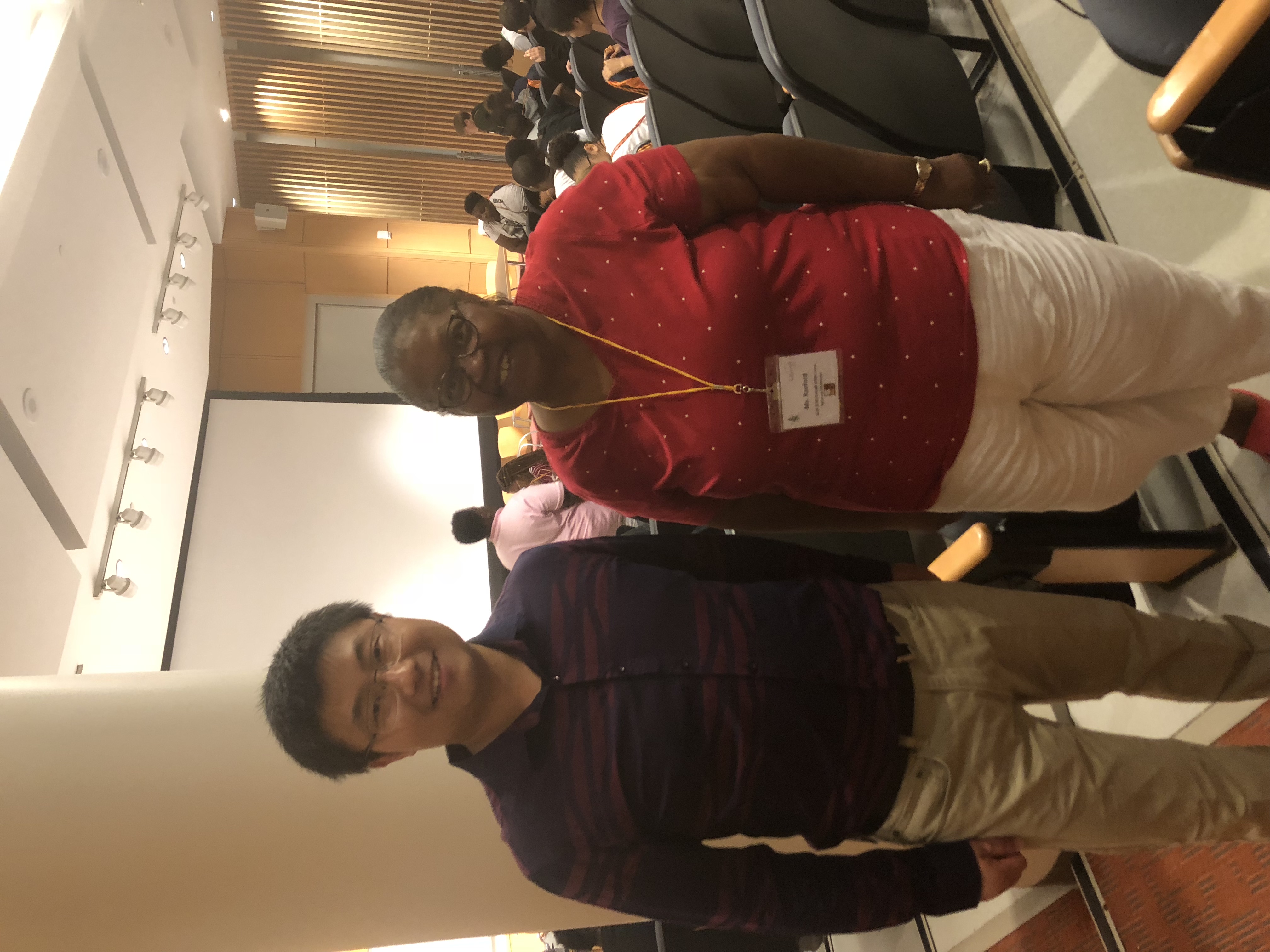 Dr. Tang is with Mrs. Gwen Raeford after giving giving a talk in the NSBE Junior Science Camp (National Society of Black Engineers) to Grades 7 - 12 in the Syracuse City School District.